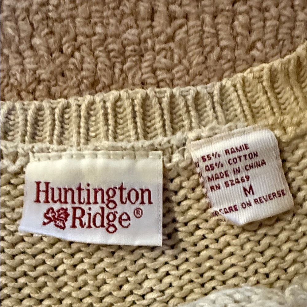 Patchwork Knit Sweater - Cream, Blue, Brown - image 2